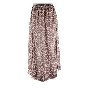 BOOHOO WOMENS MIDI SKIRT - PINK SATIN SPLATTER DOT - HIGH SLIT - SIZE 12